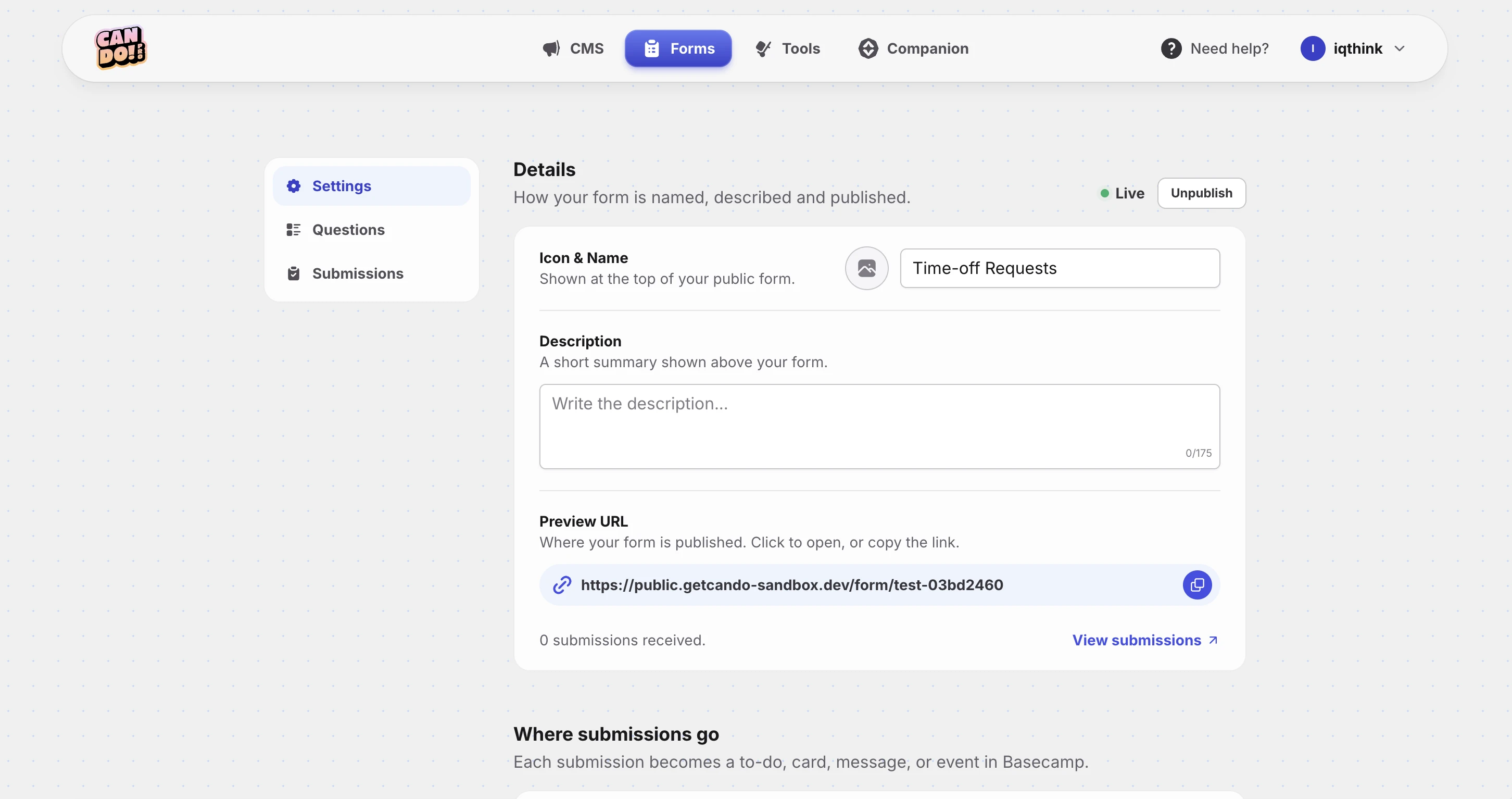 Build your form — Can Do on desktop